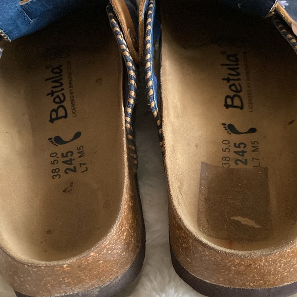 Blue floral embroidered Birkenstock clogs 38 - Picture 6 of 16